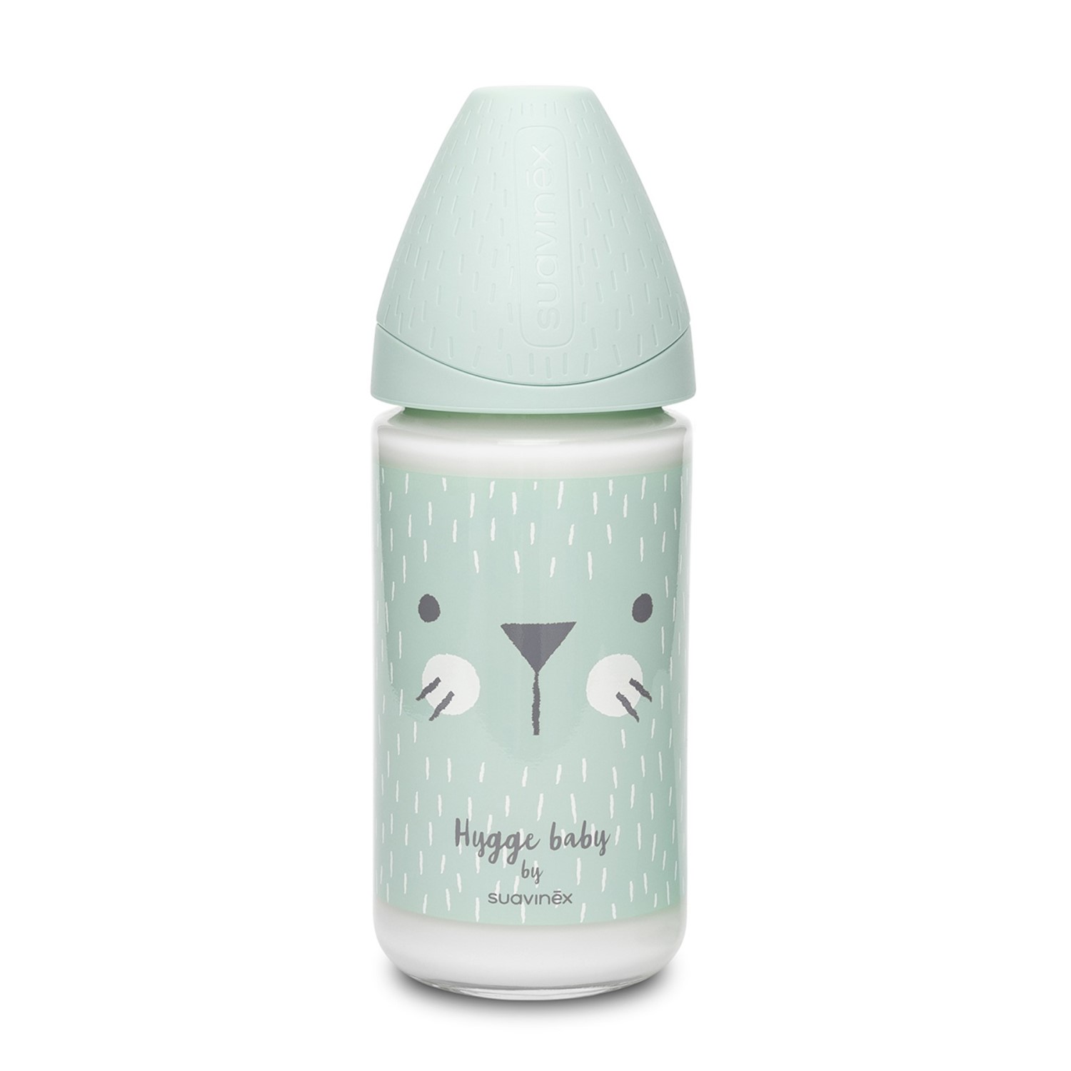 95549-BIBERON VIDRIO 240 ML. HIGGE RABBIT VERDE SUAVINEX(3-0)-0
